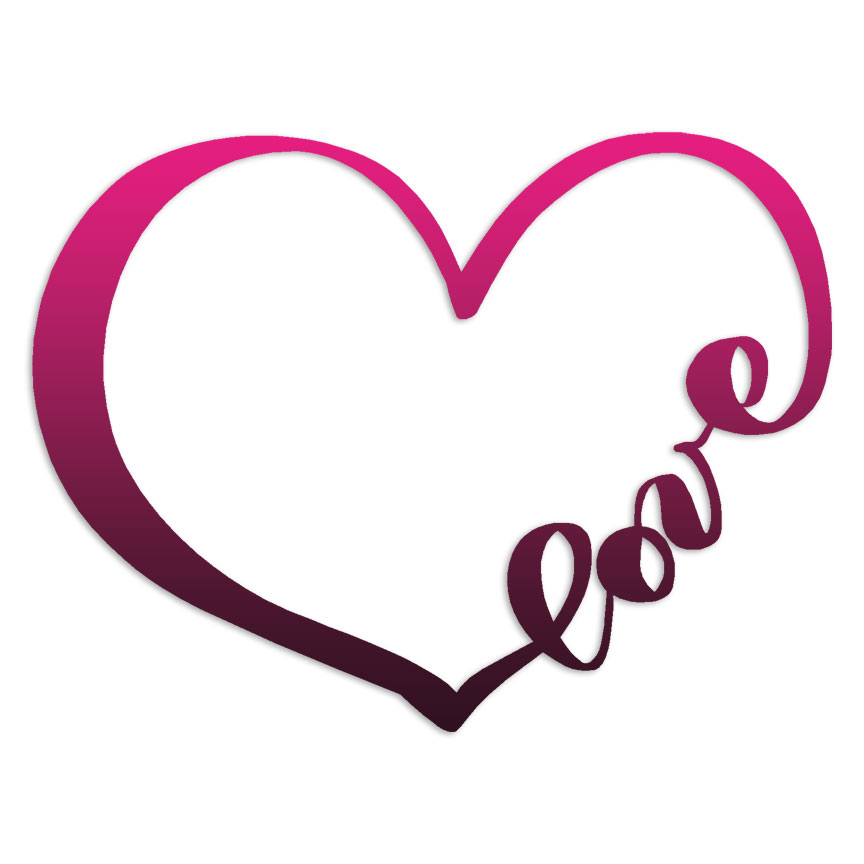 Love Heart Love - Decal Sticker - Multiple Patterns & Sizes